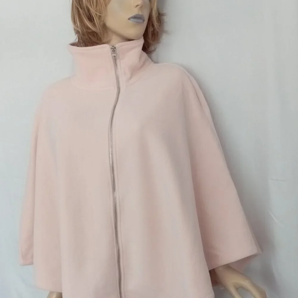 NWT $89 MARC NEW YORK Pink Full Front Zip Poncho Cape Sz M WARM! - Picture 3 of 9